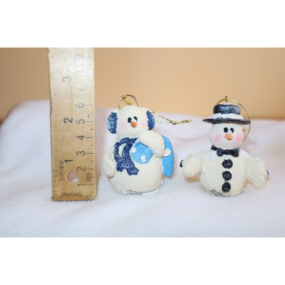 Polish Pottery Andy Decorated Snowman Christmas Tree Ornament Plus 3 Snowmen - Picture 8 of 11